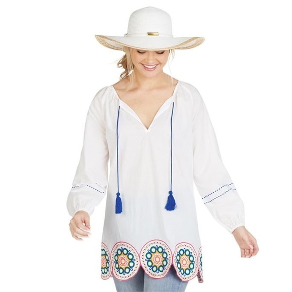 Mud Pie Monaco Embroidered Tunic Size Large - Picture 1 of 6